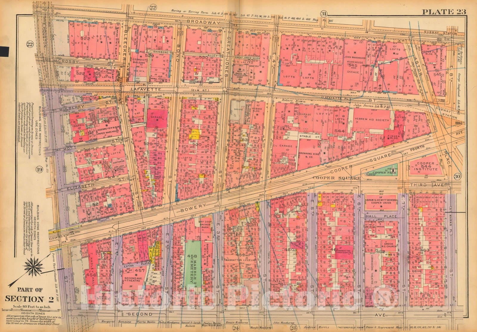 Historic Map : Atlas City of New York, Borough of Manhattan, Volume One, Battery to 14th Street, Manhattan 1922 Plate 023 , Vintage Wall Art