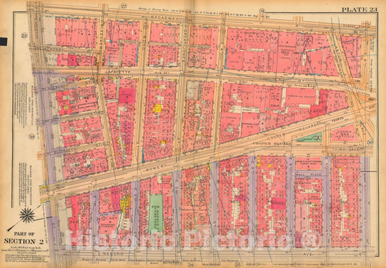 Historic Map : Atlas City of New York, Borough of Manhattan, Volume One, Battery to 14th Street, Manhattan 1922 Plate 023 , Vintage Wall Art