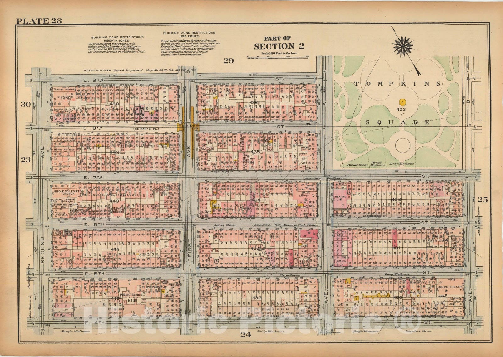 Historic Map : Land Book of the Borough of Manhattan, City of NY, Manhattan 1925 Plate 028 , Vintage Wall Art