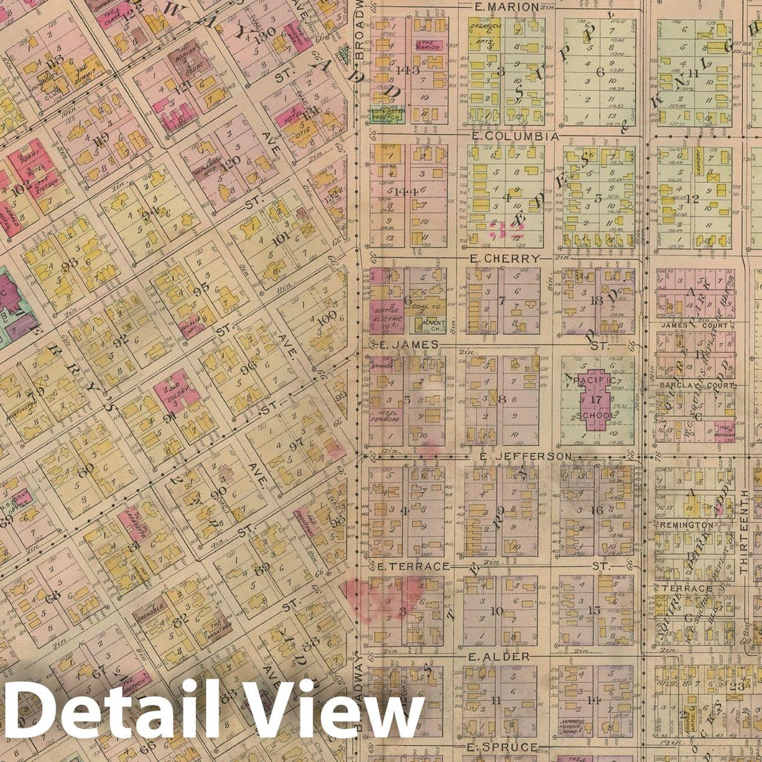 Historic Map : Real Estate Atlas of Surveys of Seattle, Seattle 1912 Plate 004 , Vintage Wall Art