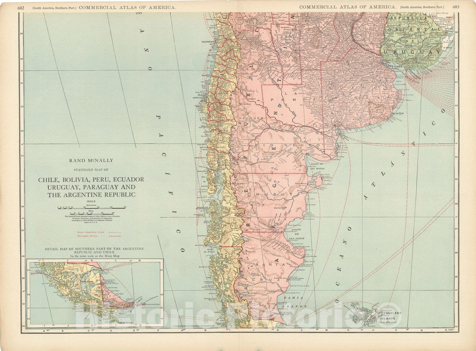 Historic Map : Commercial Atlas of America, 56th Edition, South America 1925 , v6, Vintage Wall Art