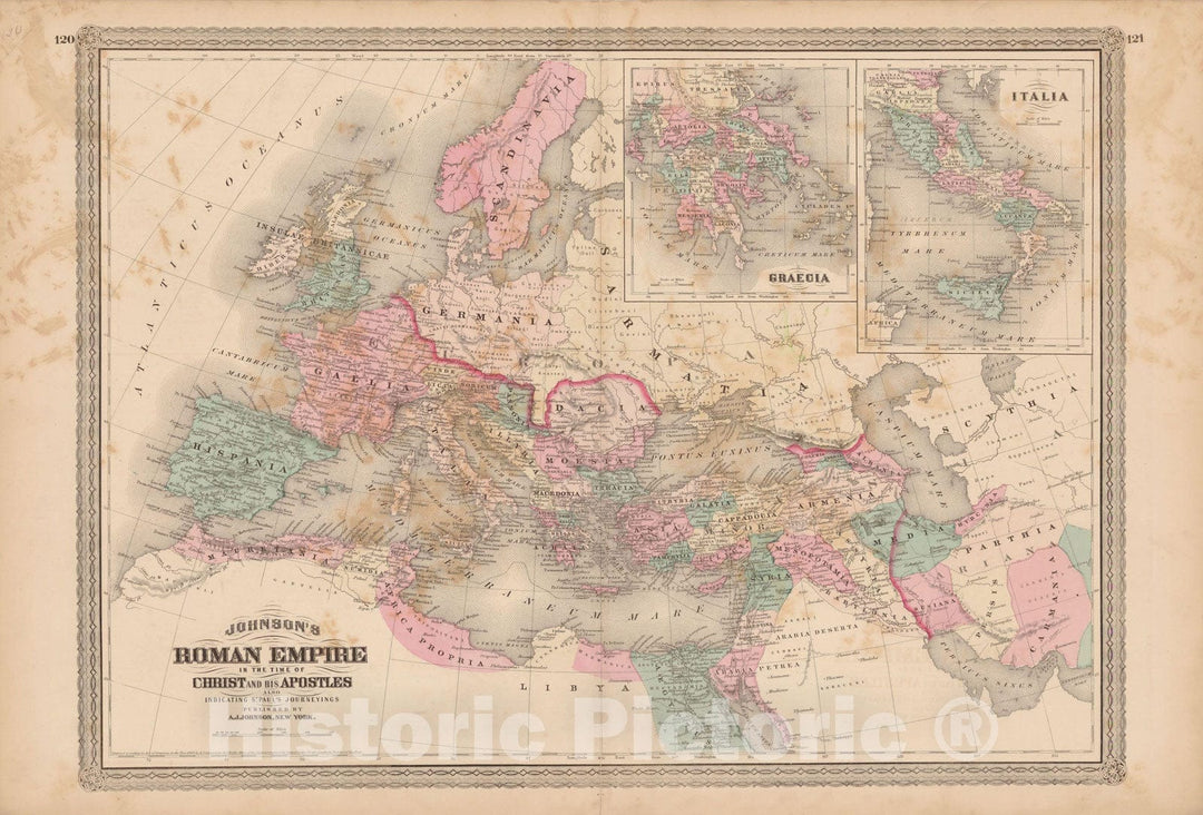 Historic Map : Family Atlas World, Europe 1873 , v2, Vintage Wall Art