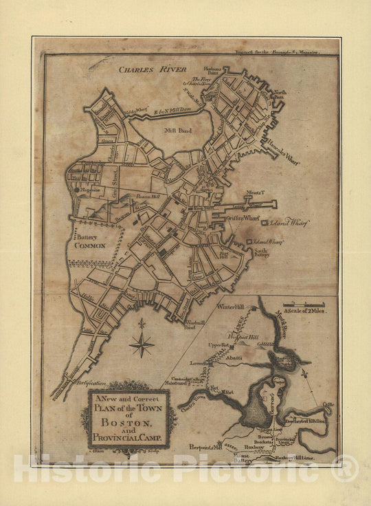 Historic Map : Revolutionary War Maps of Boston and Massachusetts 1775 , v5, Vintage Wall Art