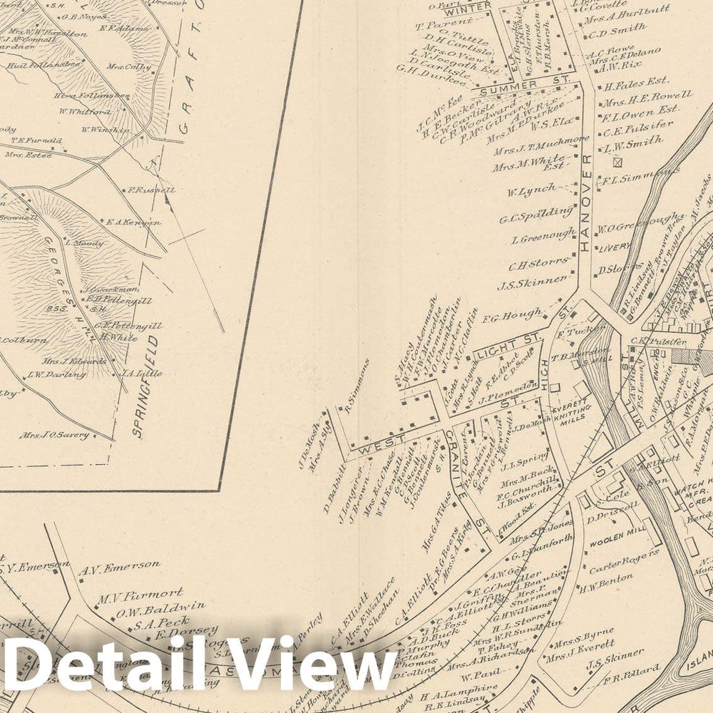 Historic Map : Enfield & Lebanon 1892 , Town and City Atlas State of New Hampshire , Vintage Wall Art