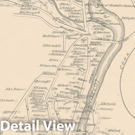 Historic Map : Hinsdale 1892 , Town and City Atlas State of New Hampshire , Vintage Wall Art