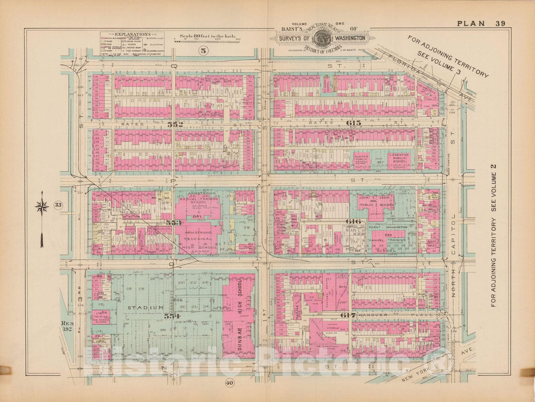 Historic Map : Atlas of Washington D.C. Volume 1 (Inner NW), Washington 1939 Plate 039 , Vintage Wall Art