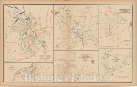 Historic Map : Civil War Atlas of the Union and Confederate Armies, Battles in VA 1895 , Vintage Wall Art