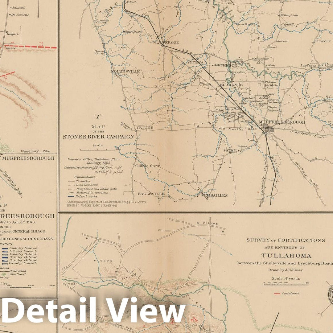 Historic Map : Civil War Atlas of the Union and Confederate Armies, Battles in VA 1895 , Vintage Wall Art