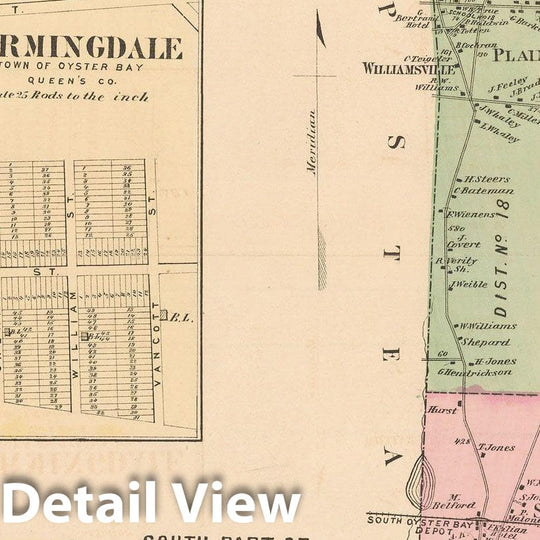 Historic Map : Atlas of Long Island, New York, Oyster Bay 1873 , v5, Vintage Wall Art