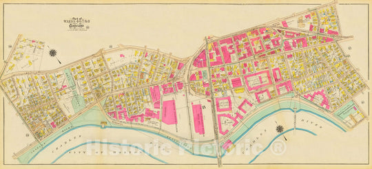 Historic Map : Harvard Square South Wards 4, 6, 7, 8, Cambridge 1930 , Vintage Wall Art