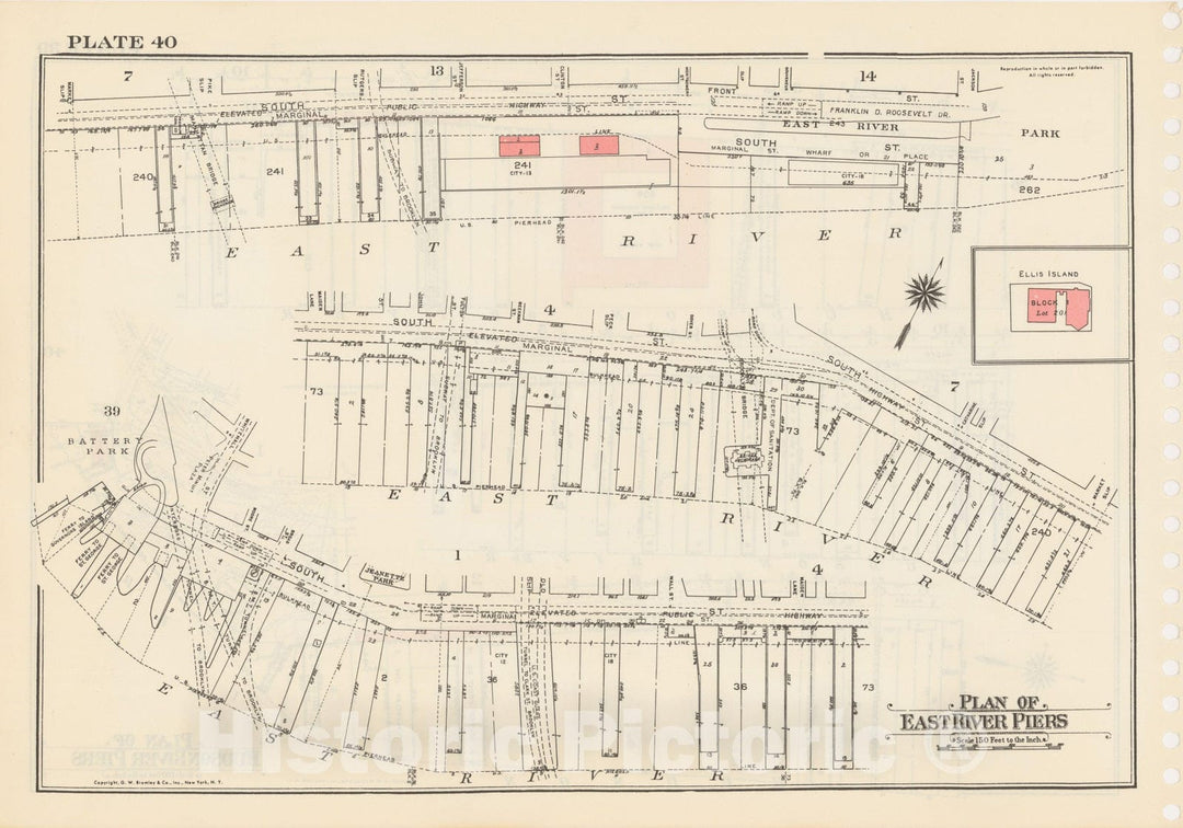 Historic Map : Manhattan Land Book 1955 - Updated Through Nov 7th, New York City 1975 Plate 040 , Vintage Wall Art