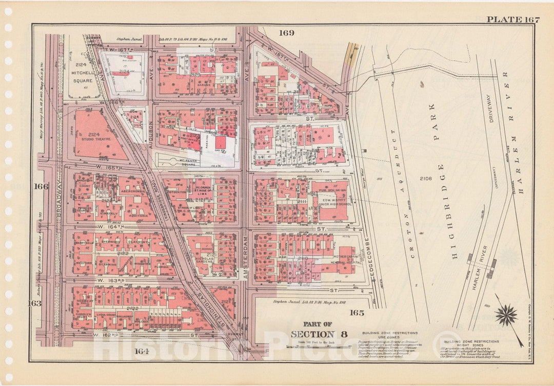 Historic Map : Manhattan Land Book 1955 - Updated Through Nov 7th, New York City 1975 Plate 167 , Vintage Wall Art