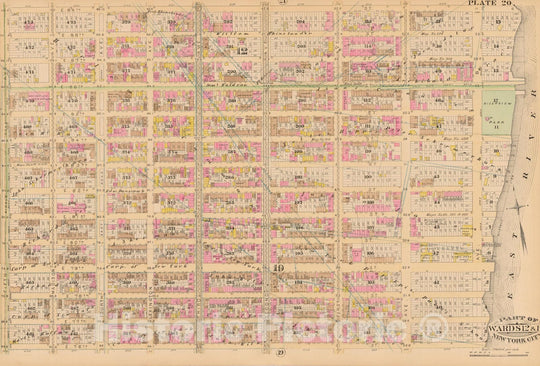 Historic Map : Manhattan & New York City 1885 Plate 020 , Robinson's Atlas City of New York , Vintage Wall Art