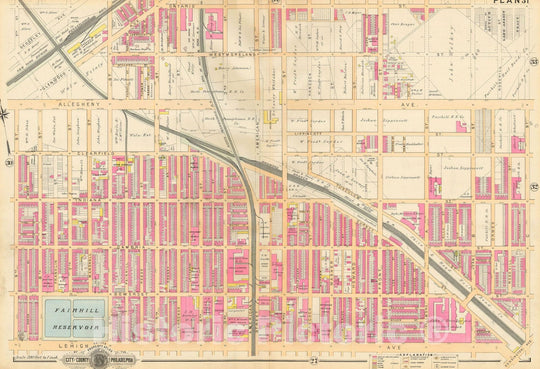 Historic Map : Baist's Property Atlas of Philadelphia, Philadelphia 1895 Plate 031 , Vintage Wall Art