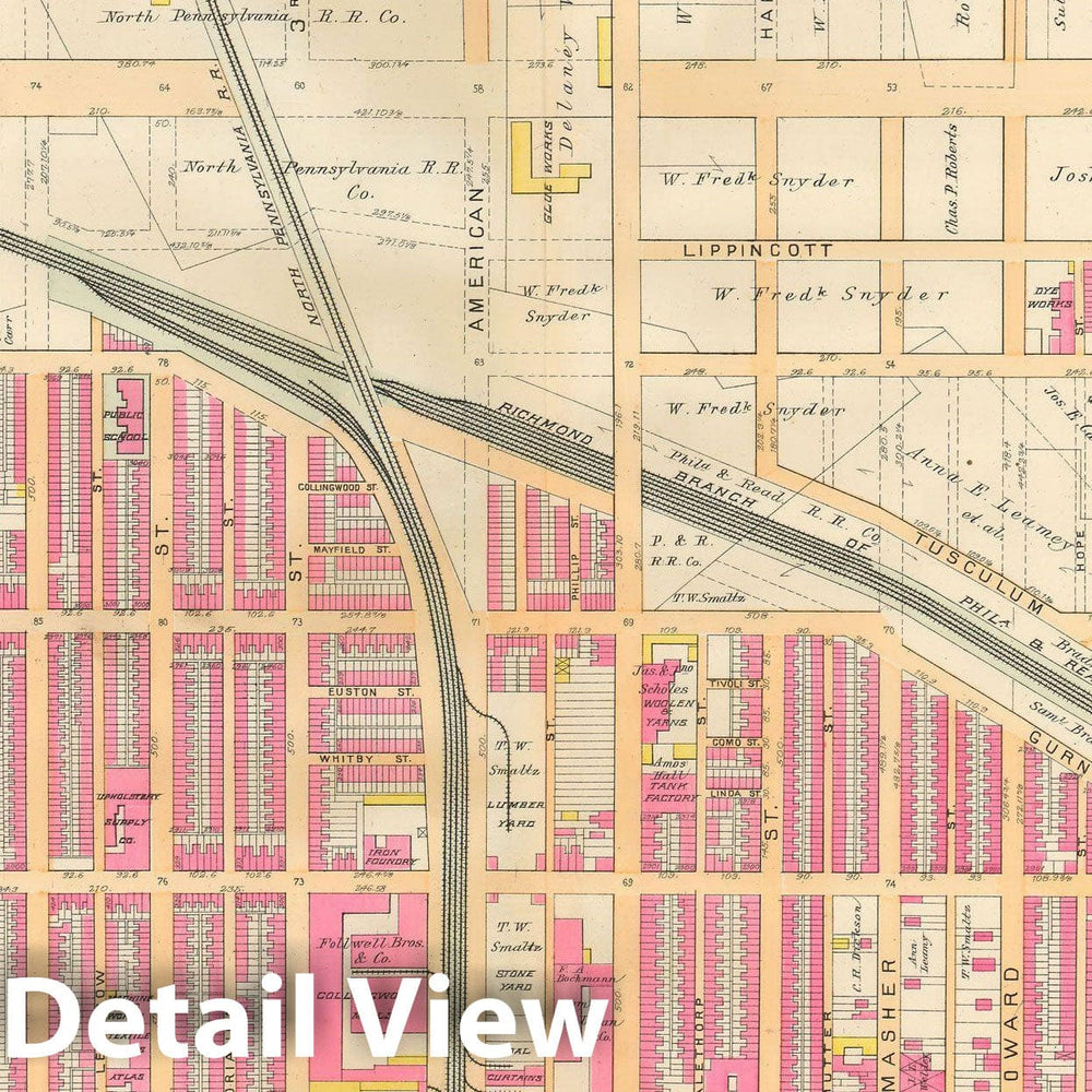 Historic Map : Baist's Property Atlas of Philadelphia, Philadelphia 1895 Plate 031 , Vintage Wall Art