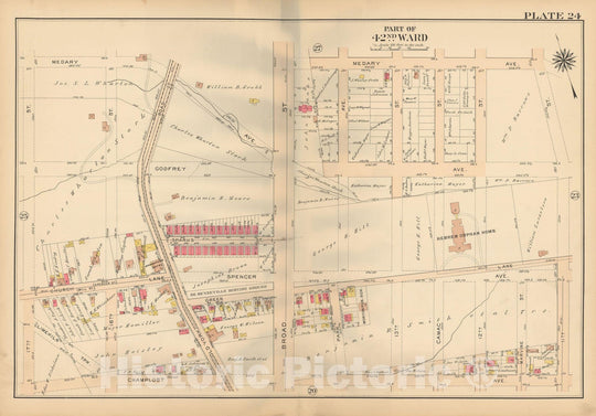 Historic Map : Atlas City of Philadelphia, 42nd Ward, Philadelphia 1913 Plate 024 , Vintage Wall Art