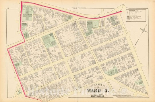 Historic Map : City Atlas of Providence Rhode Island by Wards, Volume II, Providence 1875 Plate B , Vintage Wall Art