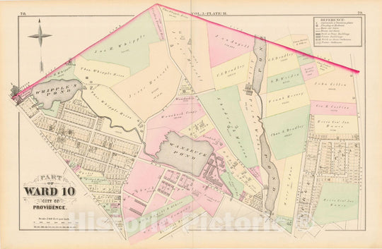 Historic Map : City Atlas of Providence Rhode Island by Wards, Volume III, Providence 1875 Plate R , Vintage Wall Art