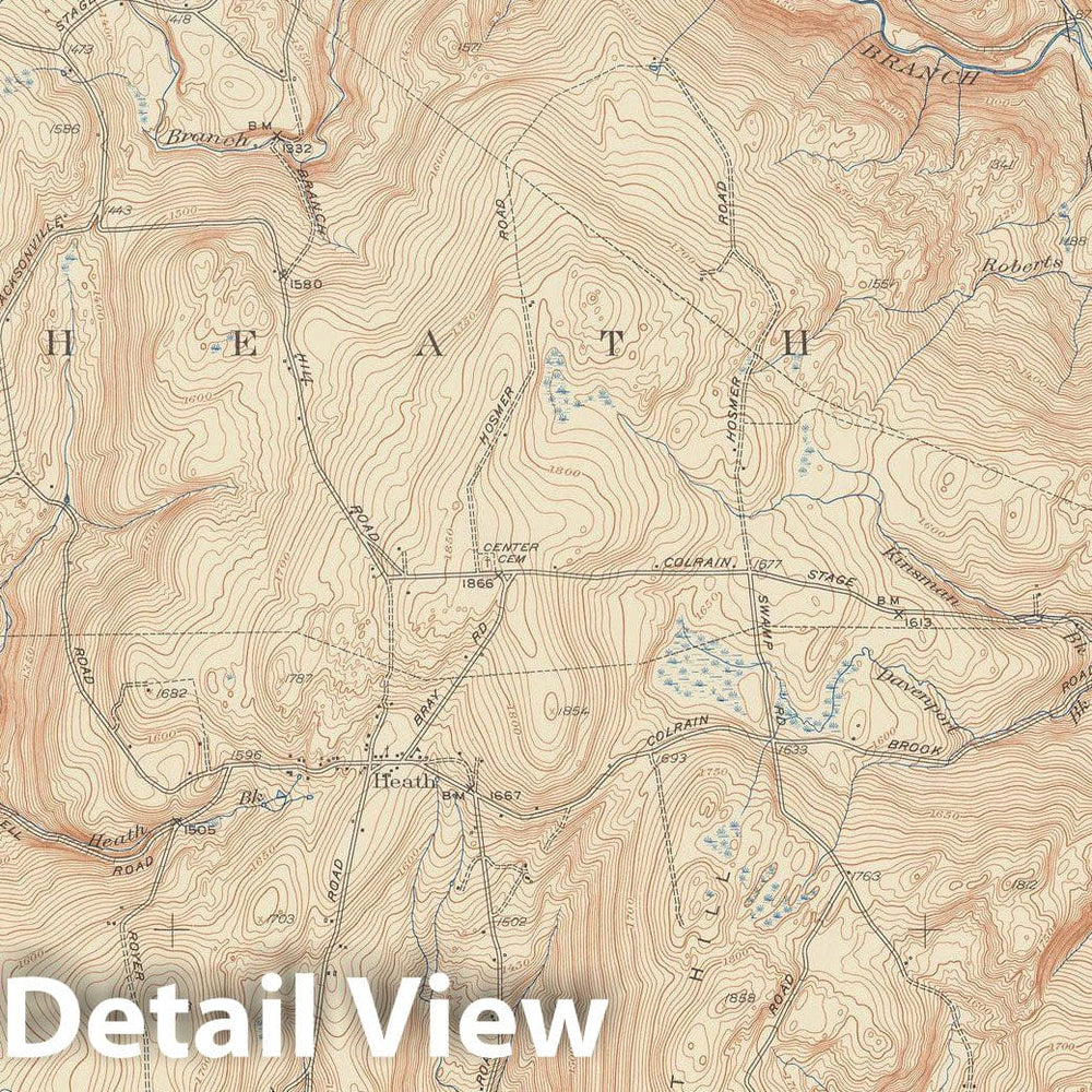 Historic Map : USGS 7.5 Minute Sheets and Quadrangles, Charlemont & Heath 1950 Topographic Map , Vintage Wall Art