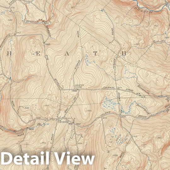 Historic Map : USGS 7.5 Minute Sheets and Quadrangles, Charlemont & Heath 1950 Topographic Map , Vintage Wall Art