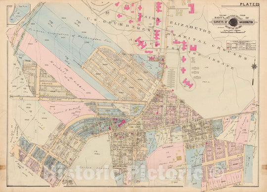 Historic Map : Atlas of Washington D.C. Volume 4 (NE, SE), Washington 1927 Plate 023 , Vintage Wall Art