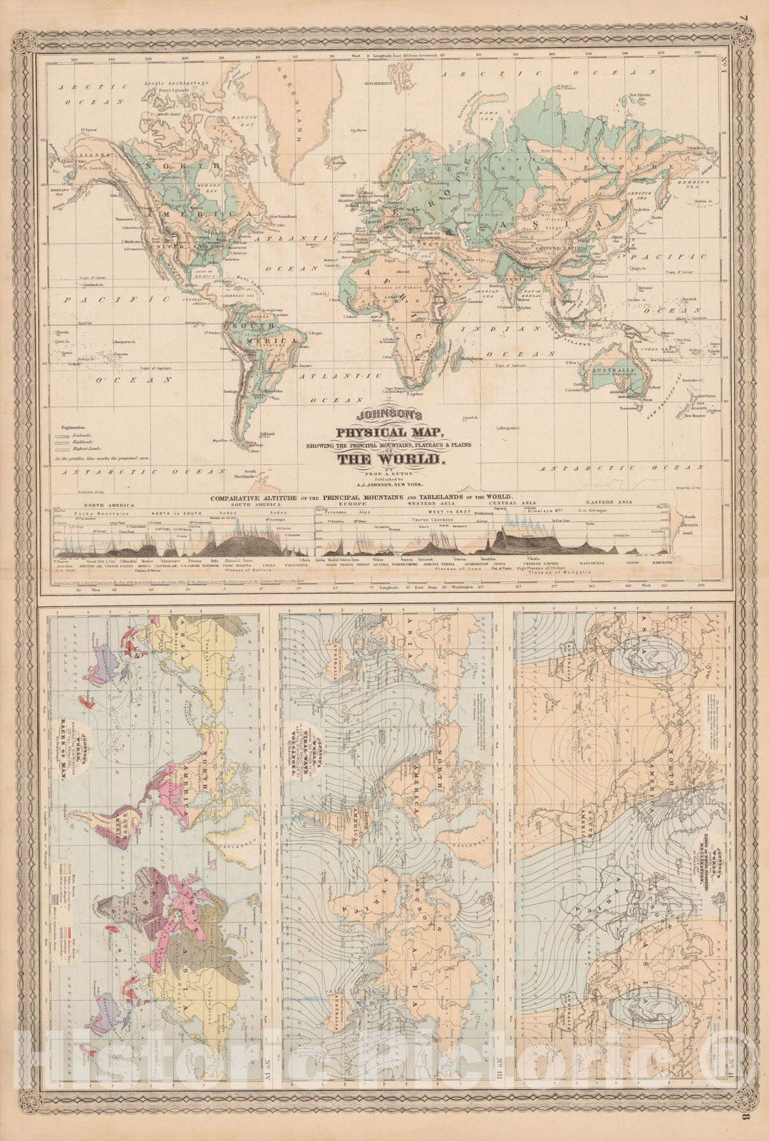 Historic Map : Family Atlas World, World Map 1873 , v5, Vintage Wall Art