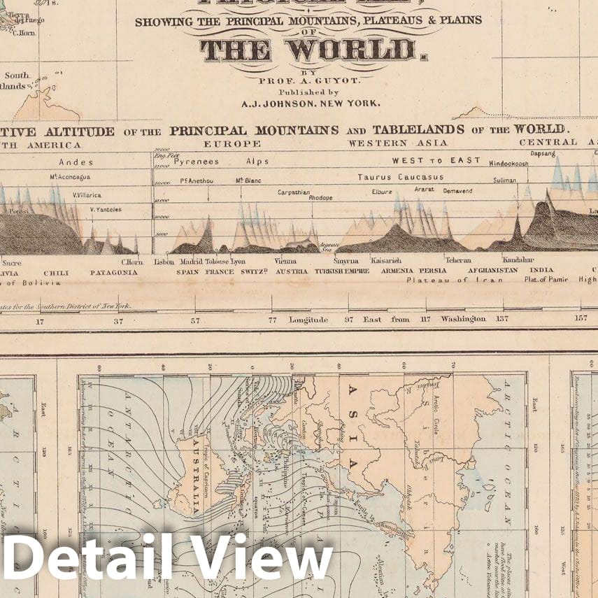 Historic Map : Family Atlas World, World Map 1873 , v5, Vintage Wall Art