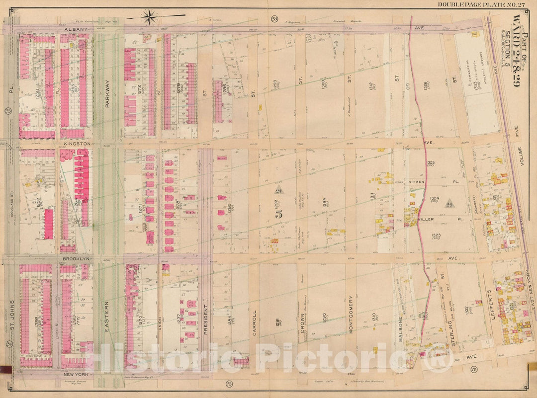 Historic Map : Brooklyn 1904 Plate 027 , Atlas Borough of Brooklyn , Vintage Wall Art