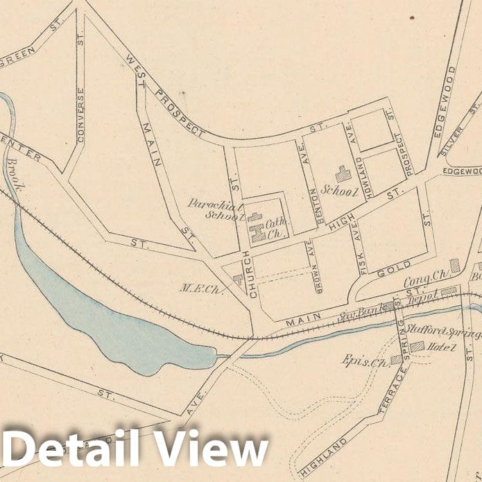 Historic Map : Stafford 1893 , Town and City Atlas State of Connecticut , Vintage Wall Art