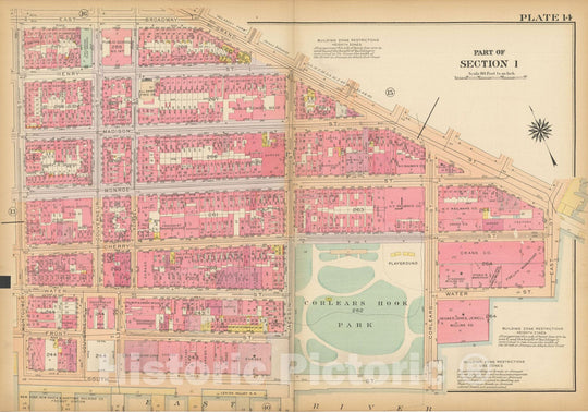 Historic Map : Atlas City of New York, Borough of Manhattan, Vol 1, Batery to 14th St 1922 - 1935 Plate 014 , Vintage Wall Art