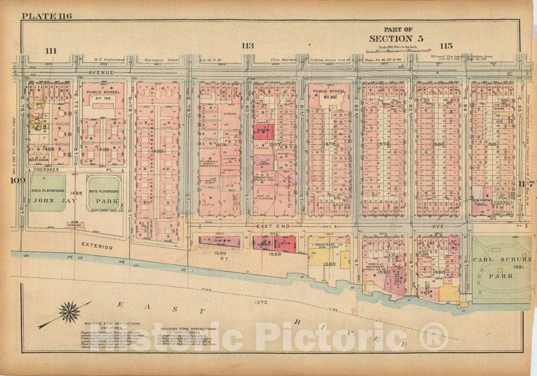 Historic Map : Land Book of the Borough of Manhattan, City of NY, Manhattan 1925 Plate 116 , Vintage Wall Art