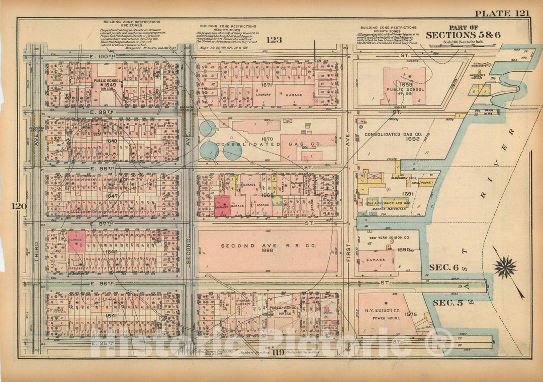 Historic Map : Land Book of the Borough of Manhattan, City of NY, Manhattan 1925 Plate 121 , Vintage Wall Art