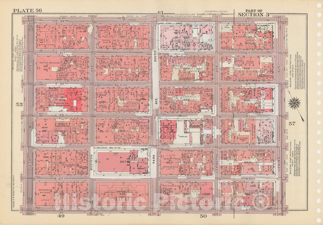 Historic Map : Manhattan Land Book 1955 - Updated Through Nov 7th, New York City 1975 Plate 056 , Vintage Wall Art