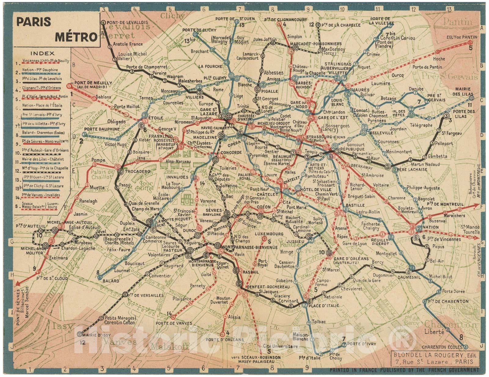 Historic Map : Europe, Paris Metro 1946 , Vintage Wall Art