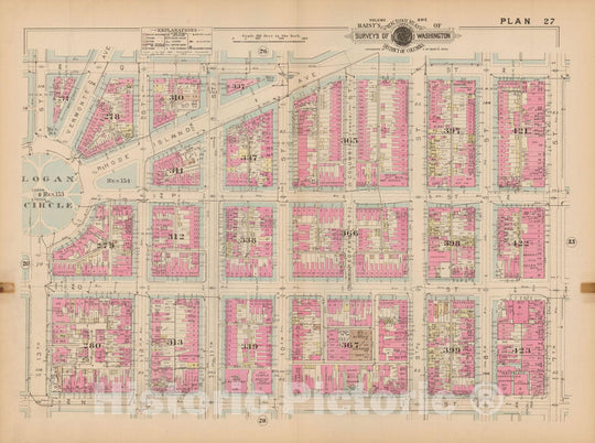 Historic Map : Atlas of Washington D.C. Volume 1 (Inner NW), Washington 1939 Plate 027 , Vintage Wall Art