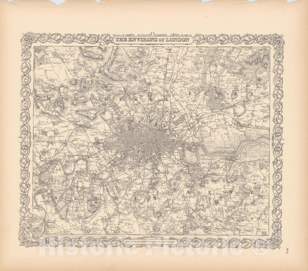 Historic Map : London 1856 , Colton's Atlas World , Vintage Wall Art