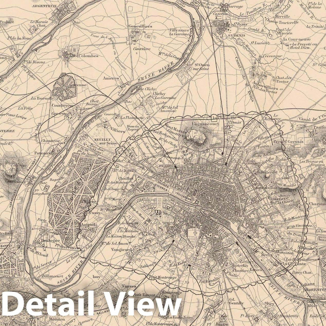 Historic Map : Paris 1856 , Colton's Atlas World , Vintage Wall Art