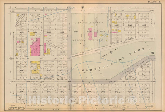 Historic Map : Atlas City of New York, Vol 2 ... 12th Ward, 2nd Ed., Manhattan 1884 Plate 017 , Vintage Wall Art