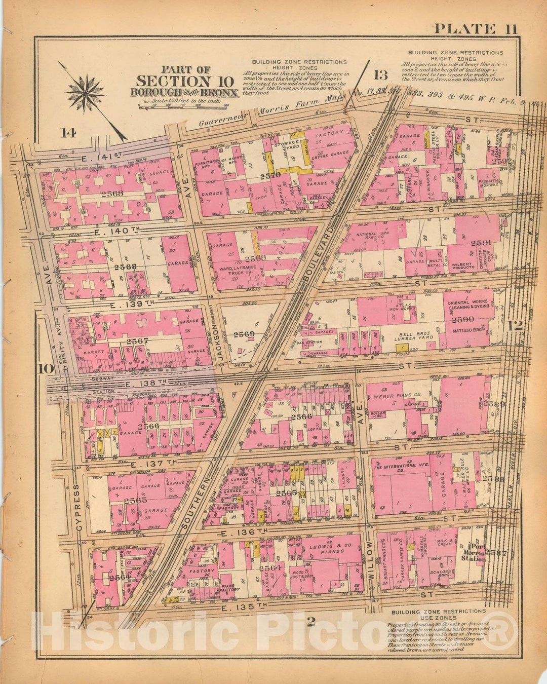 Historic Map : Borough of The Bronx, Sections 9-13, The Bronx 1928 Plate 011 , Vintage Wall Art