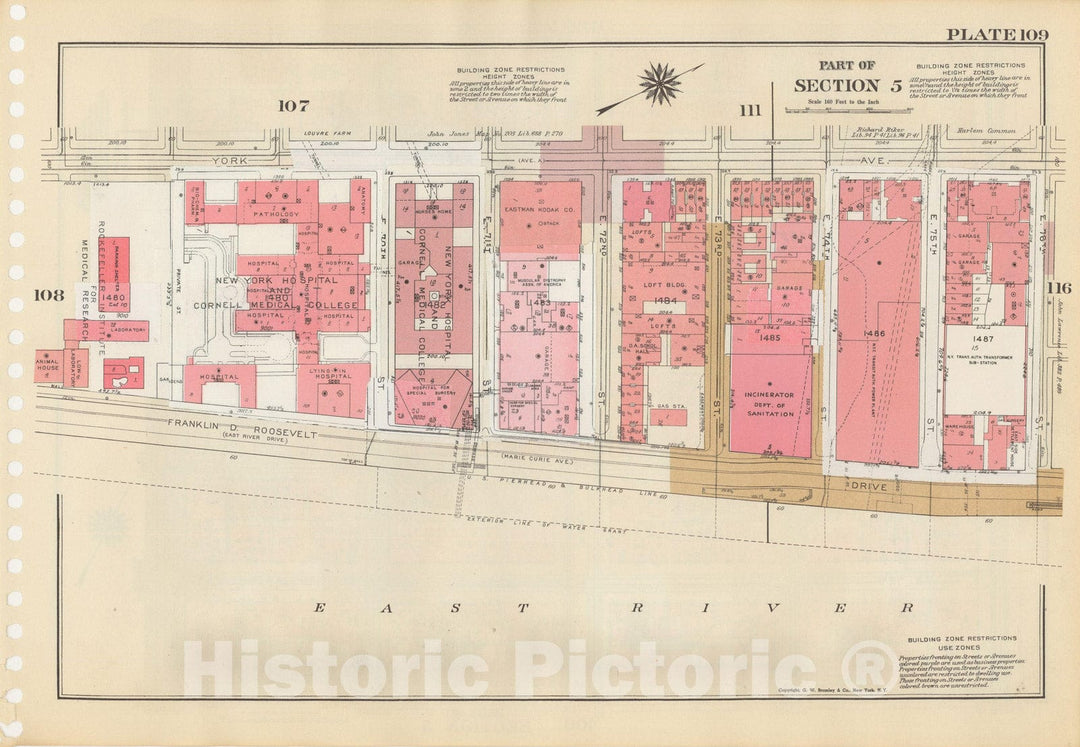 Historic Map : Manhattan Land Book 1955 - Updated Through Nov 7th, New York City 1975 Plate 109 , Vintage Wall Art