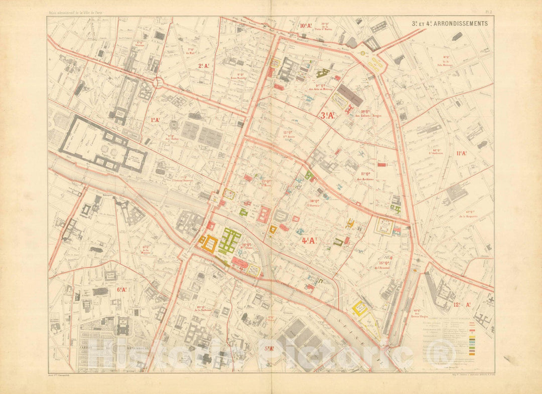 Historic Map : Atlas Administratif de la Ville de Paris, Paris 1821 Plate 002 , Vintage Wall Art