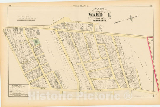 Historic Map : City Atlas of Providence Rhode Island by Wards, Volume I, Providence 1875 Plate G , Vintage Wall Art