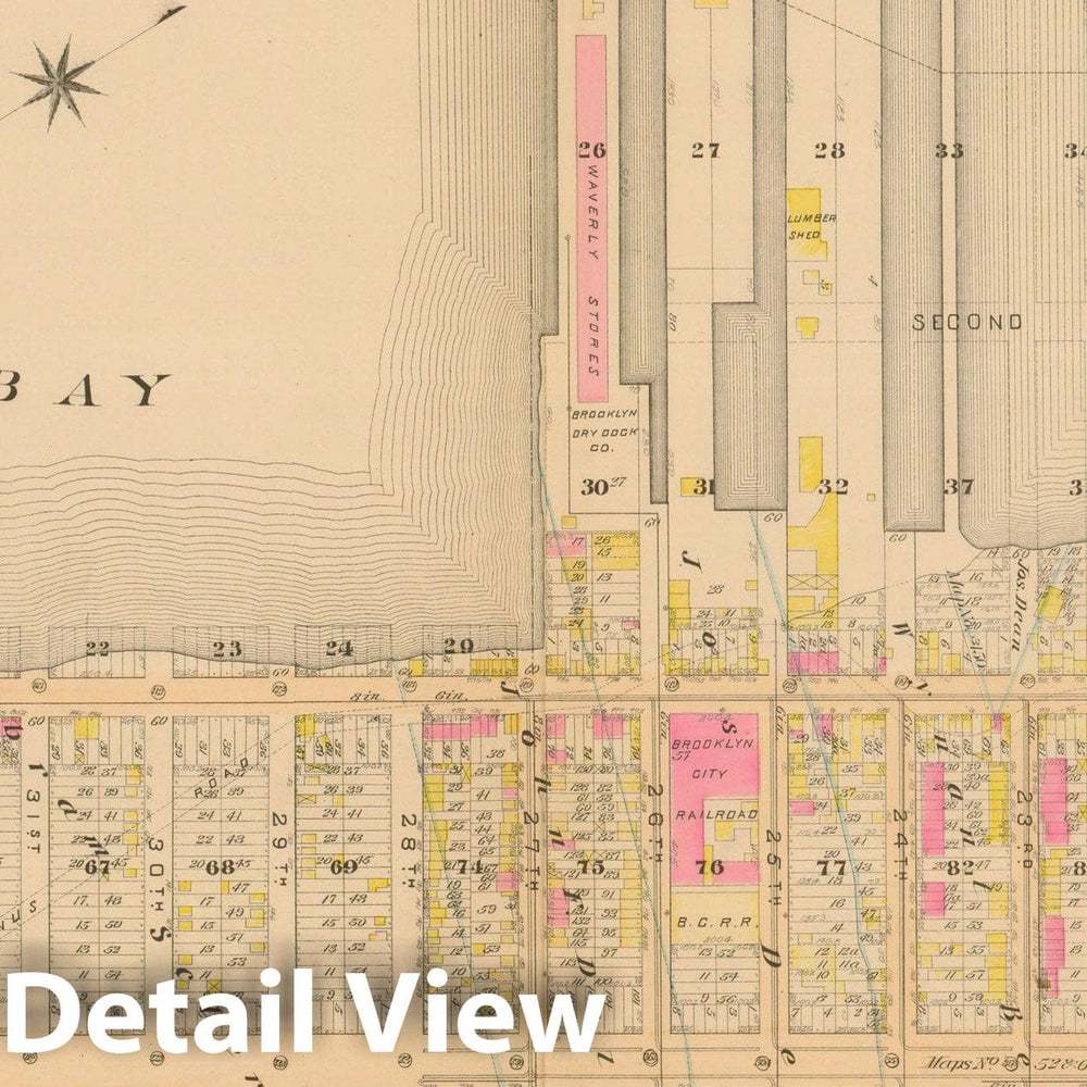 Historic Map : Robinson's Atlas City of Brooklyn, NY, Brooklyn 1886 Plate 032 , Vintage Wall Art