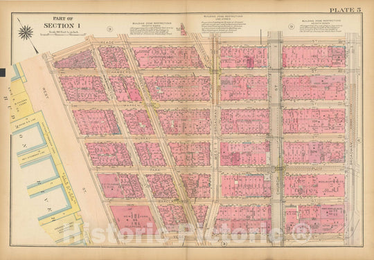 Historic Map : Atlas City of New York, Borough of Manhattan, Vol 1, Batery to 14th St 1922 - 1935 Plate 005 , Vintage Wall Art