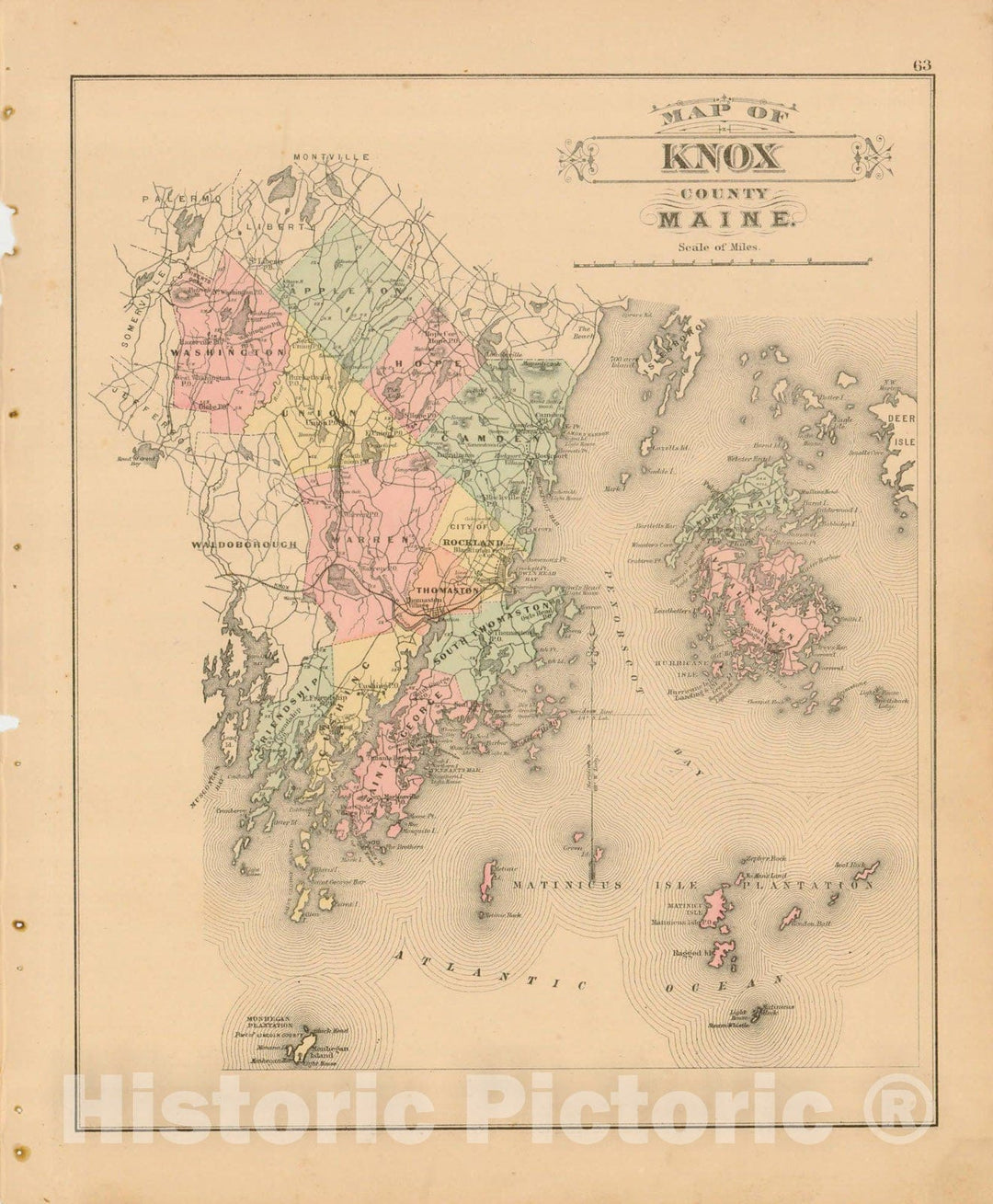 Historic Map : Atlas State of Maine, Knox 1894-95 , Vintage Wall Art