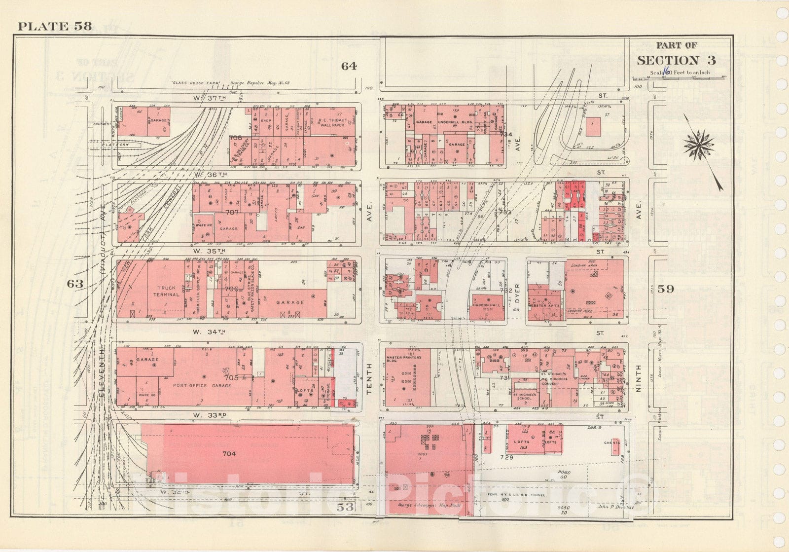 Historic Map : Manhattan Land Book 1955 - Updated Through Nov 7th, New York City 1975 Plate 058 , Vintage Wall Art