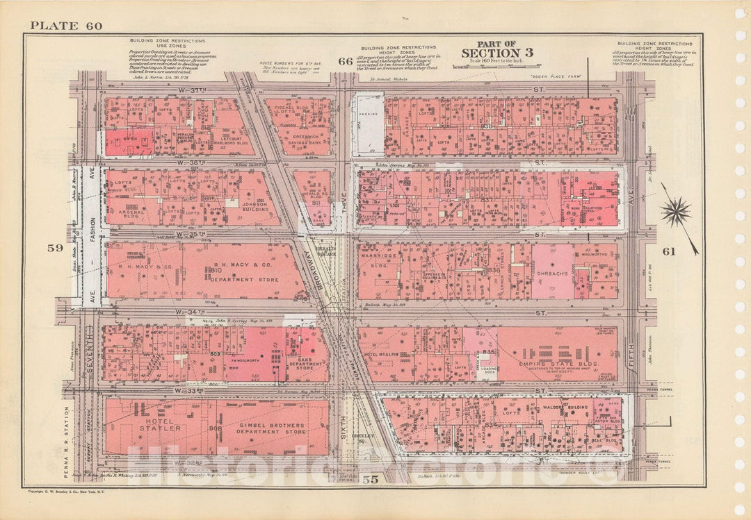 Historic Map : Manhattan Land Book 1955 - Updated Through Nov 7th, New York City 1975 Plate 060 , Vintage Wall Art