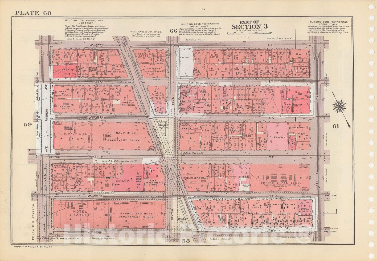 Historic Map : Manhattan Land Book 1955 - Updated Through Nov 7th, New York City 1975 Plate 060 , Vintage Wall Art