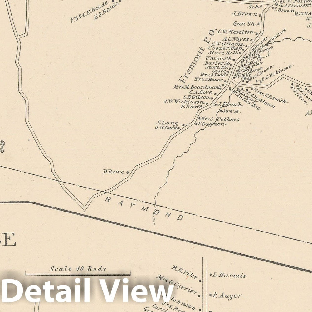 Historic Map : Epping & Fremont 1892 , Town and City Atlas State of New Hampshire , Vintage Wall Art