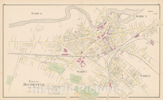 Historic Map : Rochester 1892 , Town and City Atlas State of New Hampshire , v5, Vintage Wall Art